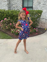 Three Little Tots Patriotic Girls Dress with Star Graphics and Ruffle Sleeves, additional product photo