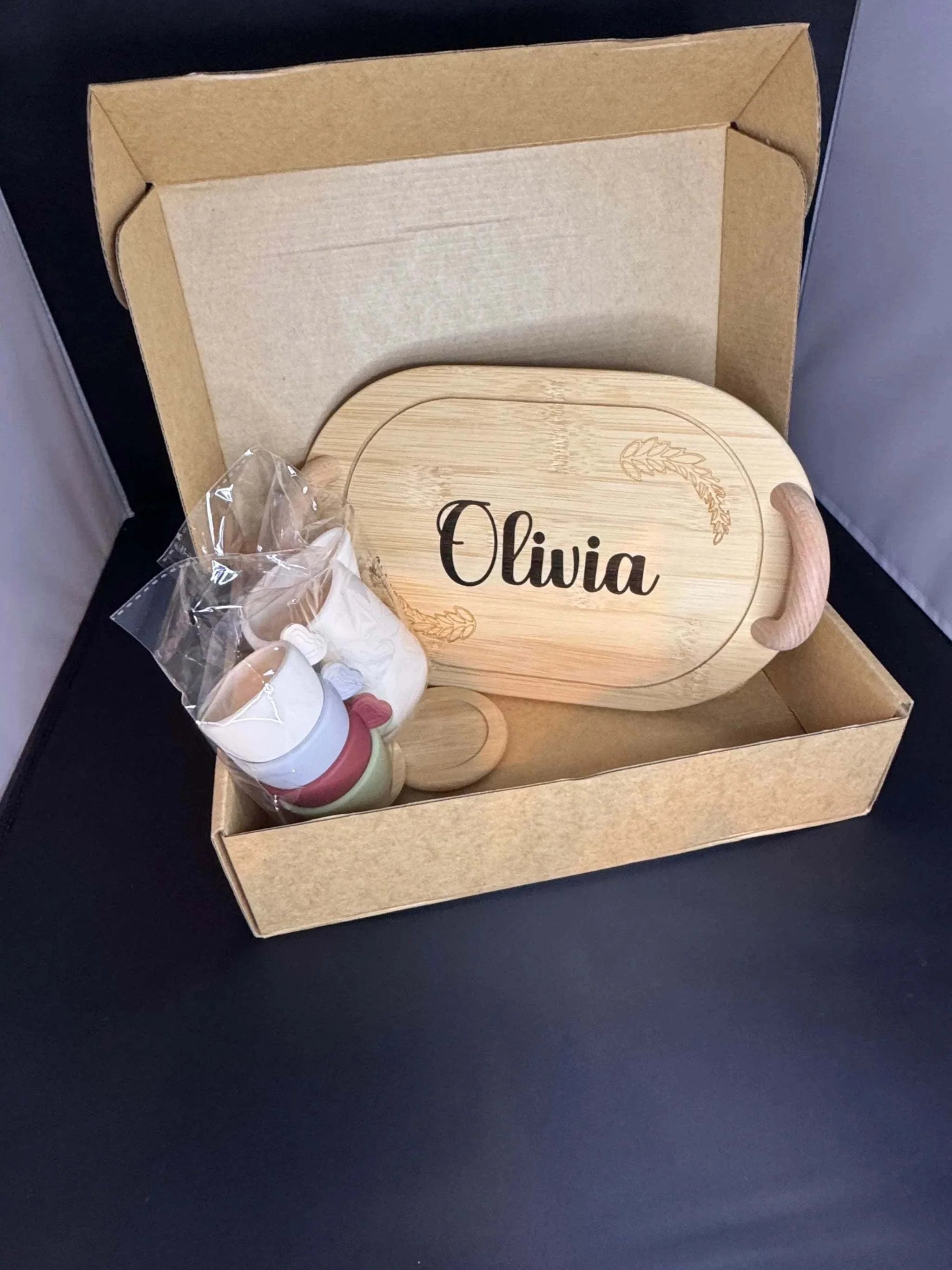 Three Little Tots Personalized Kids' Wooden Tea Set 14-Piece Pretend Play Set with Engraved Bamboo T, extra product detail