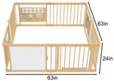 Three Little Tots Wooden Baby Playpen with Mirror and Whiteboard Panel Foldable 63 x 63 Montessori S, extra product detail