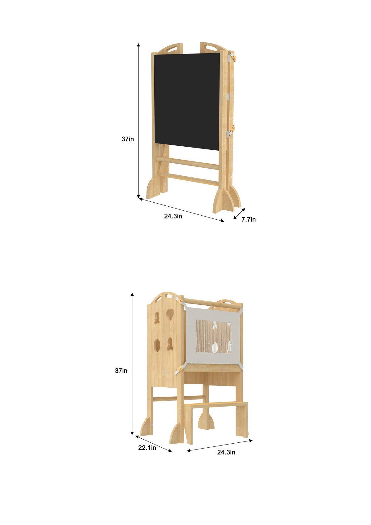 Three Little Tots Plum 3-in-1 Foldable Kitchen Tower Step Stool and Chalkboard for Toddlers, fifth additional photo