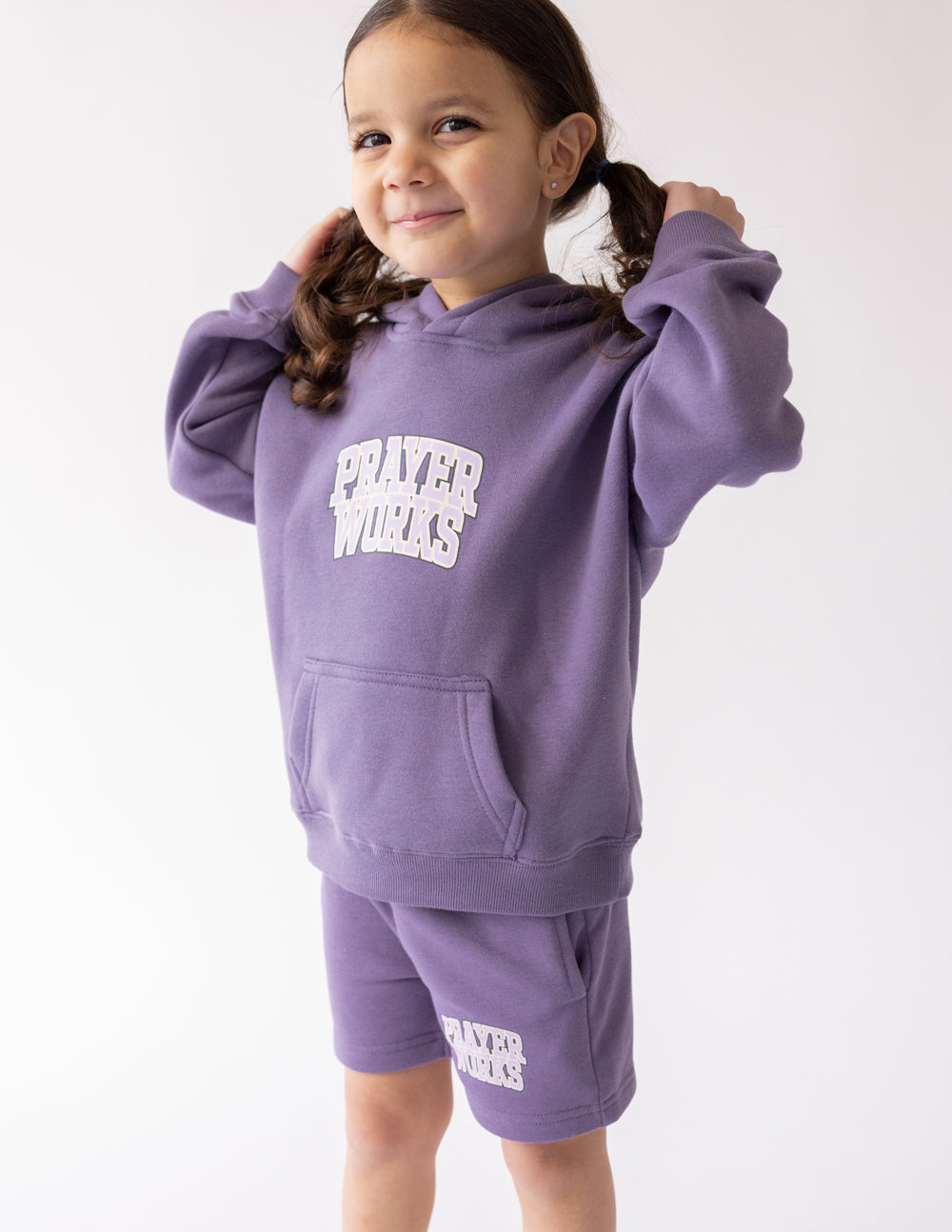 Three Little Tots Prayer Works Kids Hoodie, alternate angle