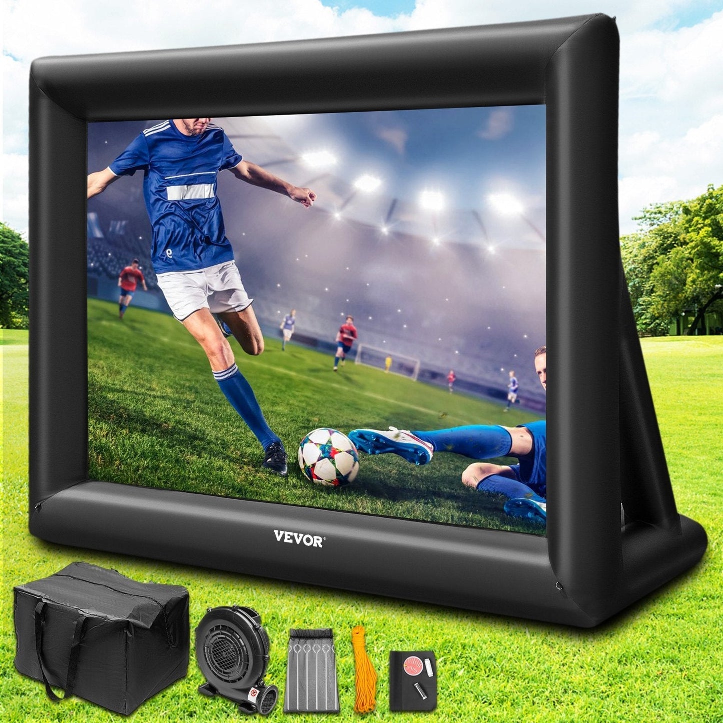 Three Little Tots Inflatable Movie Screen 20ft Inflatable Projector Screen for outside with 350w Air Blower Inflatable Screen