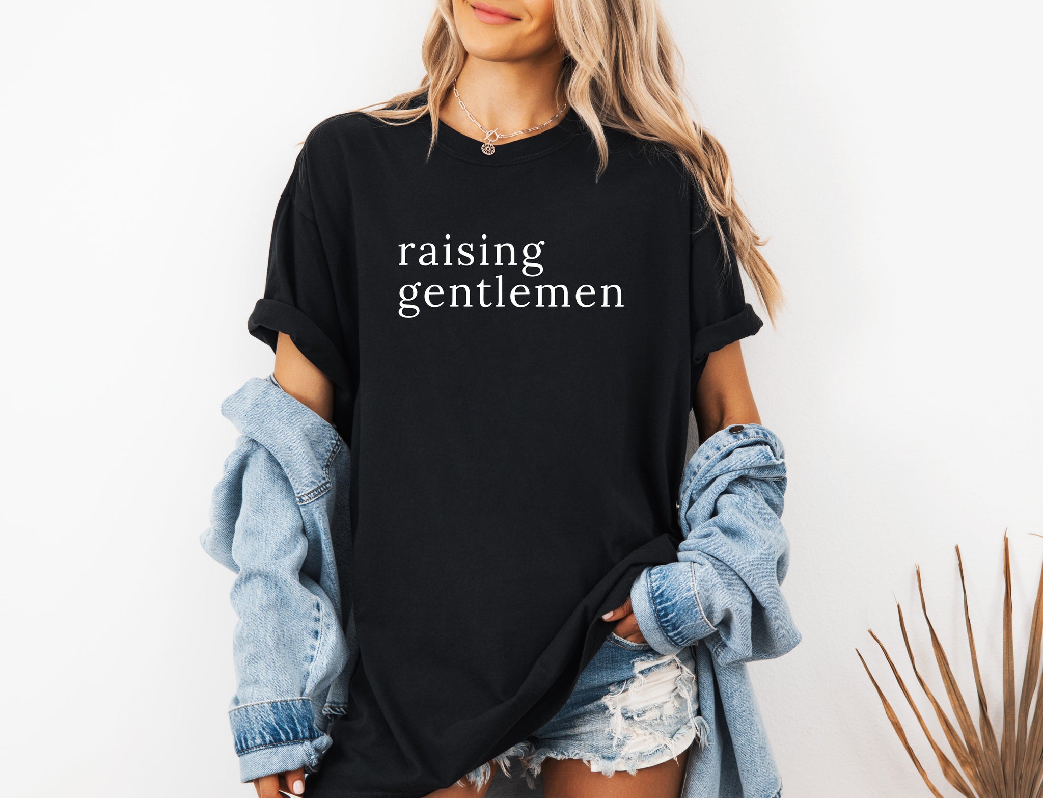 Raising Gentlemen Boy mom Garment Dyed T Shirt (serif)