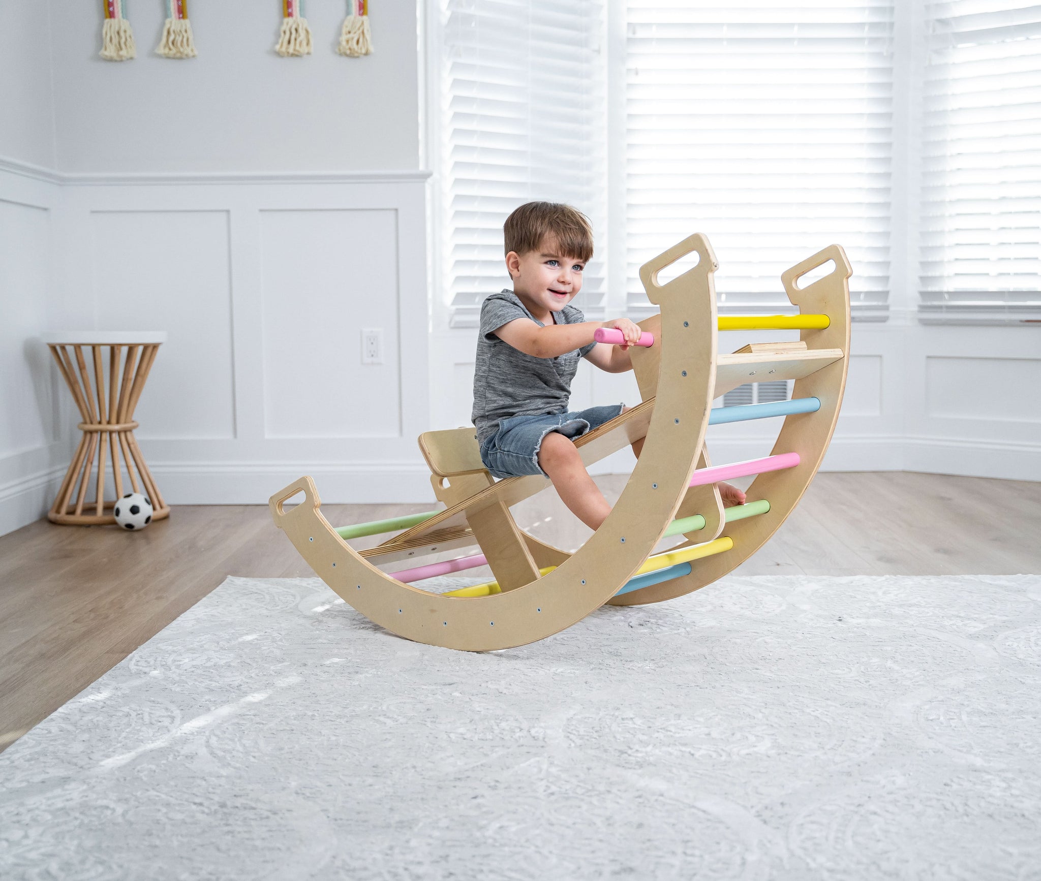 Three Little Tots Bailis - Climbing Arch and Rocker, in Colorful