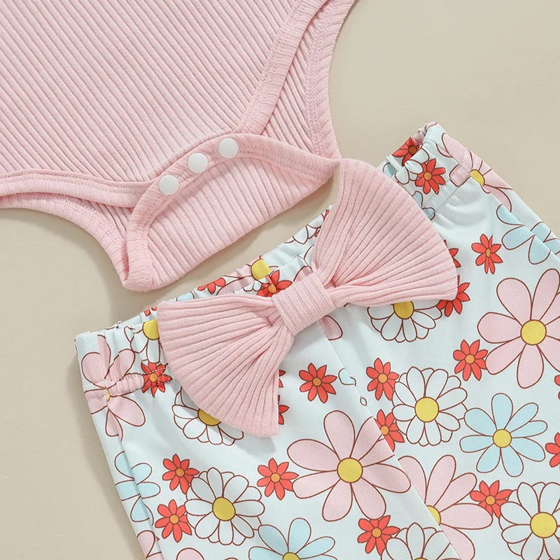 Flower Power Long Sleeve Top and Bell Bottom Set
