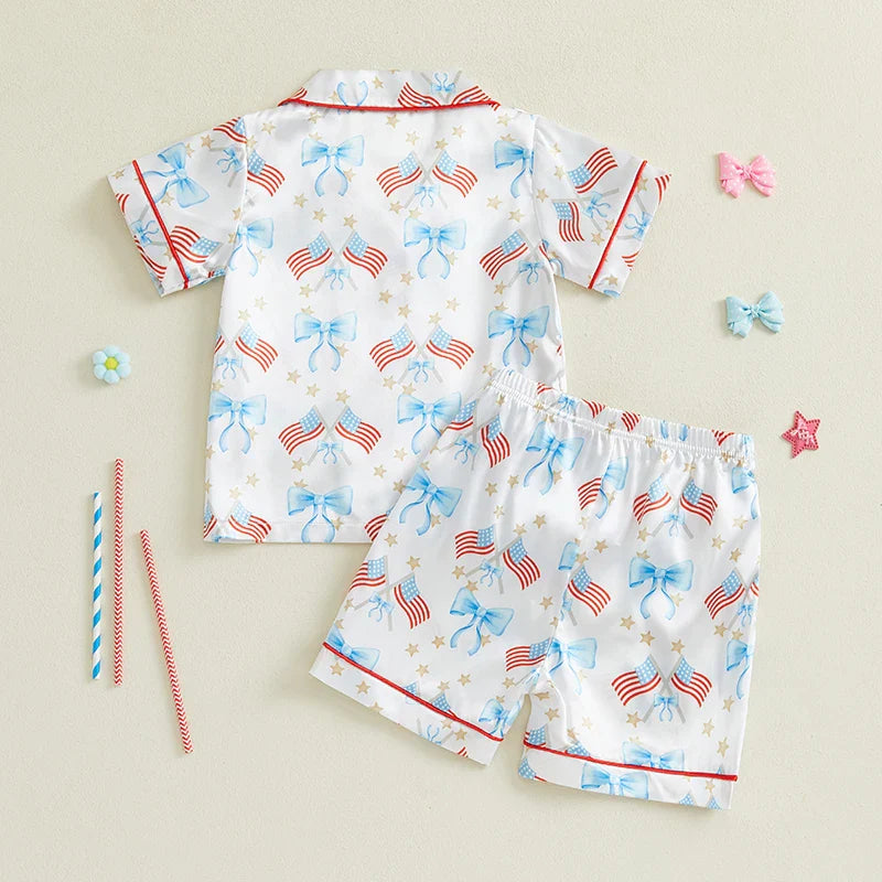 4th of July Stars and Stripes Kids Patriotic Pajamas Set