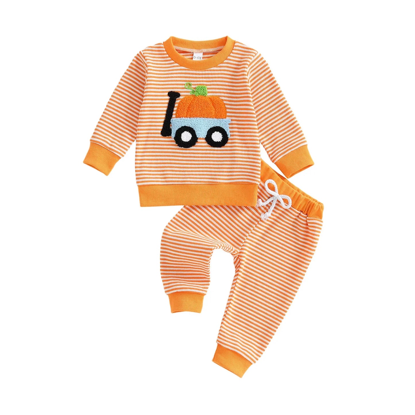 Fall Halloween Pumpkin Sweatshirt with Matching Bottoms