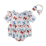 4th of July Bows or Stars And Stripes Romper and Headband Bow