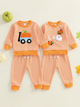 Fall Halloween Pumpkin Sweatshirt with Matching Bottoms