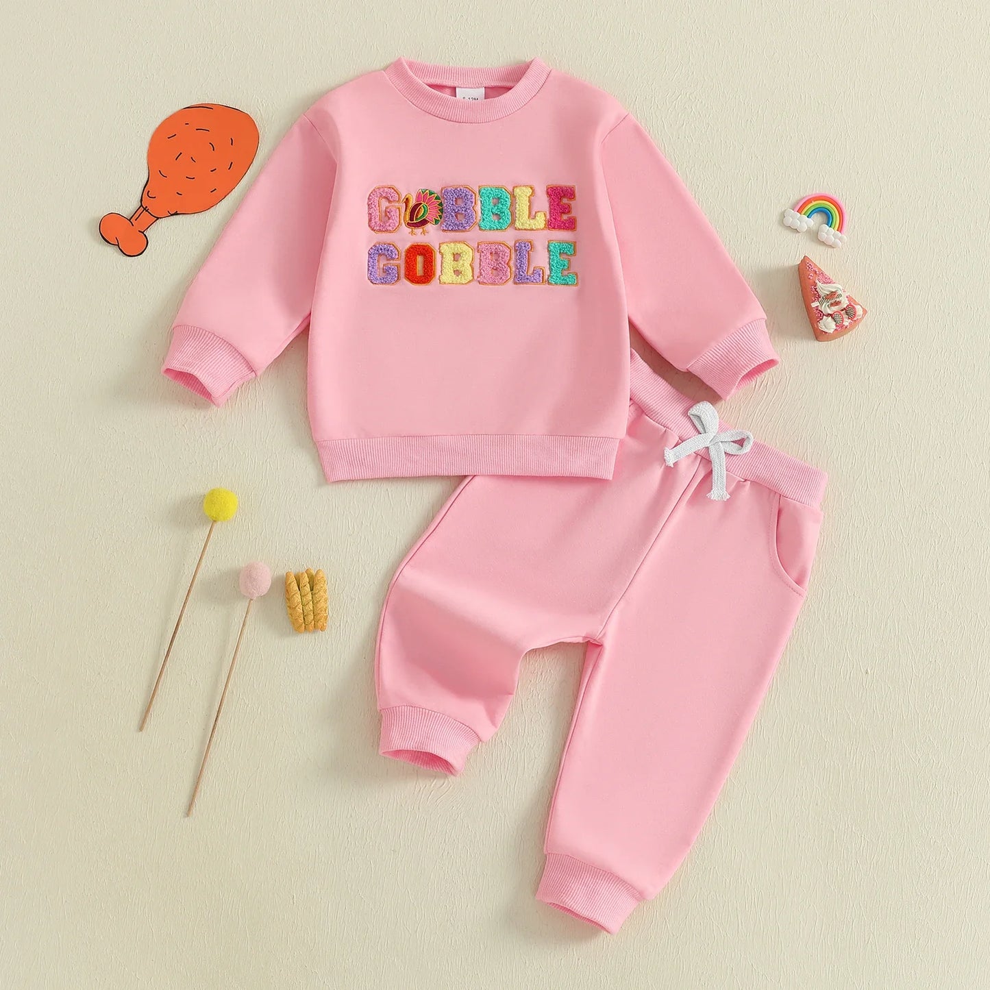 Thanksgiving Gobble Gobble Sweatshirt and Matching Bottoms