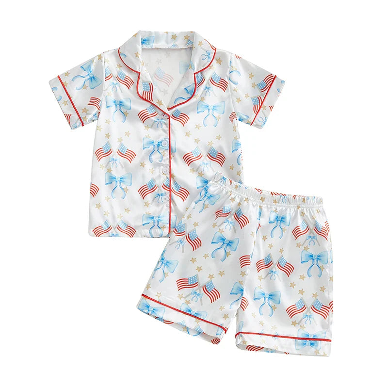 4th of July Stars and Stripes Kids Patriotic Pajamas Set