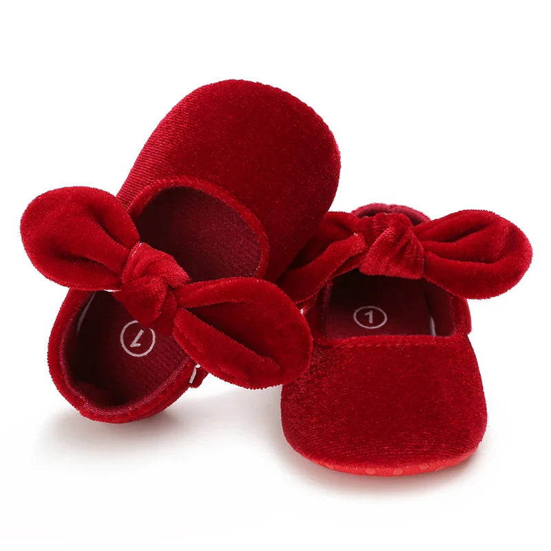 0-18M Newborn Infant Baby Girls Shoes Velvet Red Christmas 0-18M