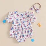 4th of July Bows or Stars And Stripes Romper and Headband Bow