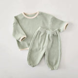Comfy Long Sleeve Waffle Top and Pant Set
