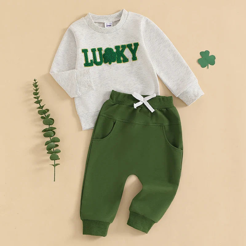 St. Patrick's Day Lucky Sweatshirt with Matching Bottoms