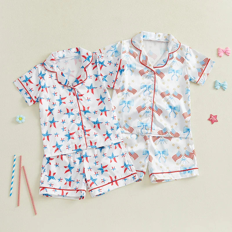 4th of July Stars and Stripes Kids Patriotic Pajamas Set