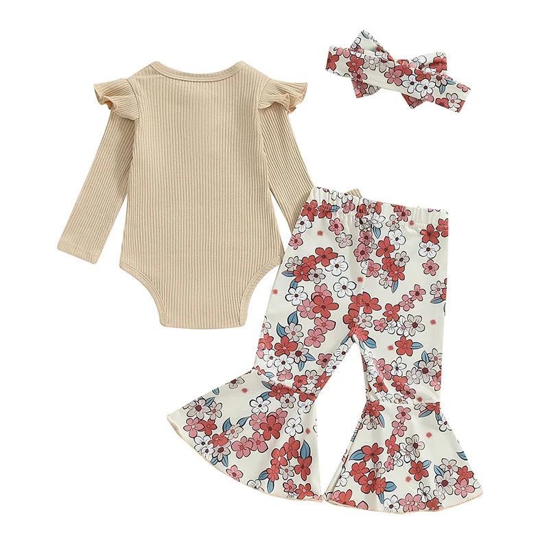 Flower Power Long Sleeve Top and Bell Bottom Set