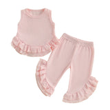 Color Match Ruffle Tank Top and Bell Bottom Set
