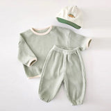 Comfy Long Sleeve Waffle Top and Pant Set