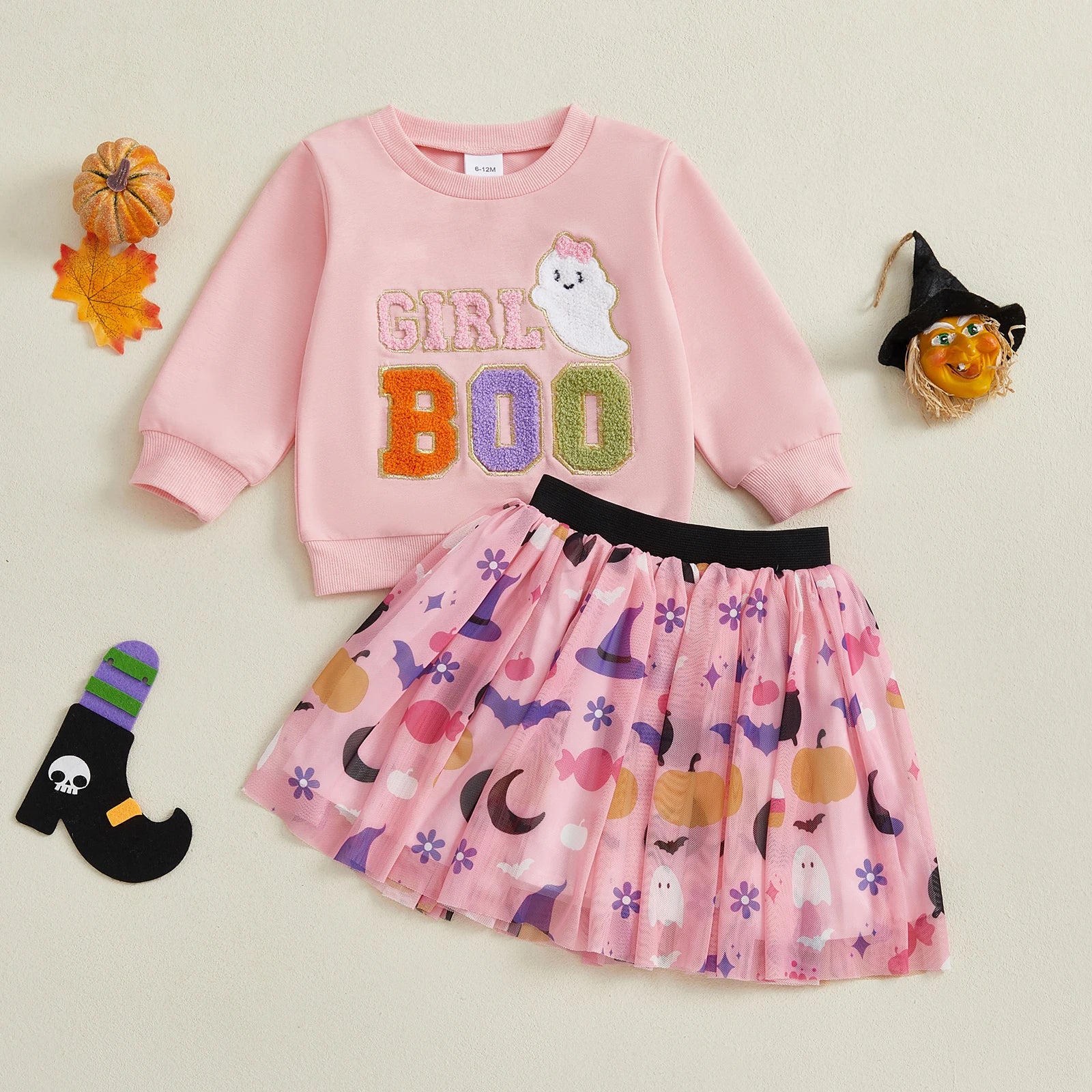 Halloween Girl Boo Cute Ghost Sweatshirt with Matching Skirt