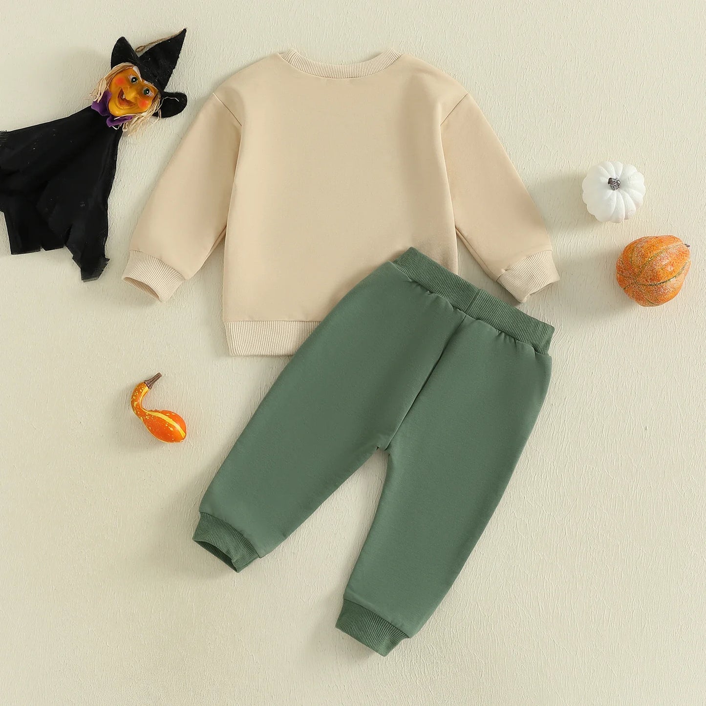 Little Man Fall Farmer Pumpkin Sweatshirt with Matching Bottoms