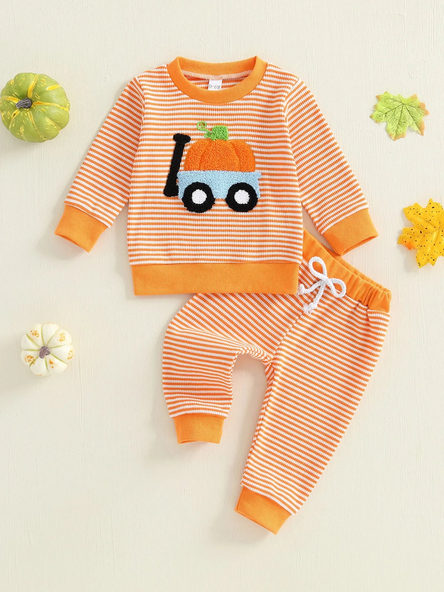Fall Halloween Pumpkin Sweatshirt with Matching Bottoms
