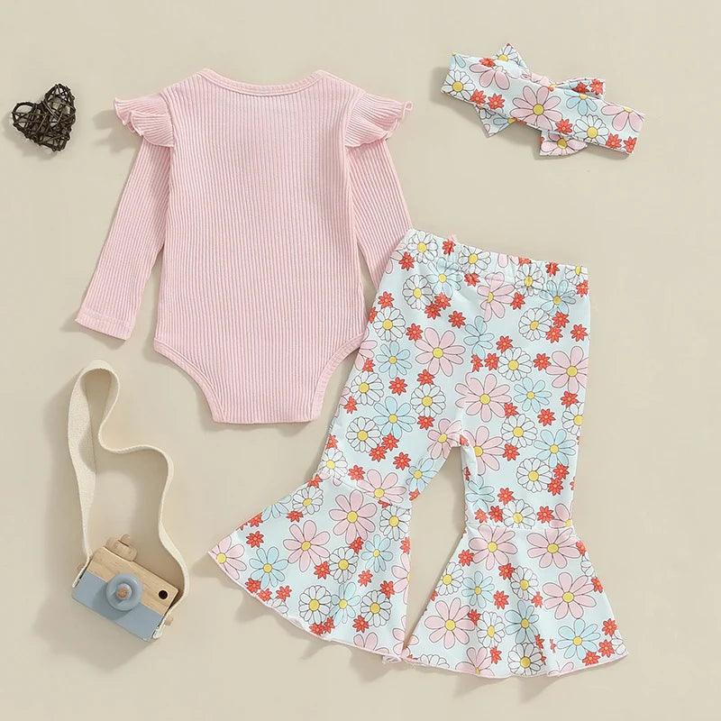 Flower Power Long Sleeve Top and Bell Bottom Set