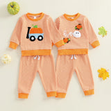 Fall Halloween Pumpkin Sweatshirt with Matching Bottoms