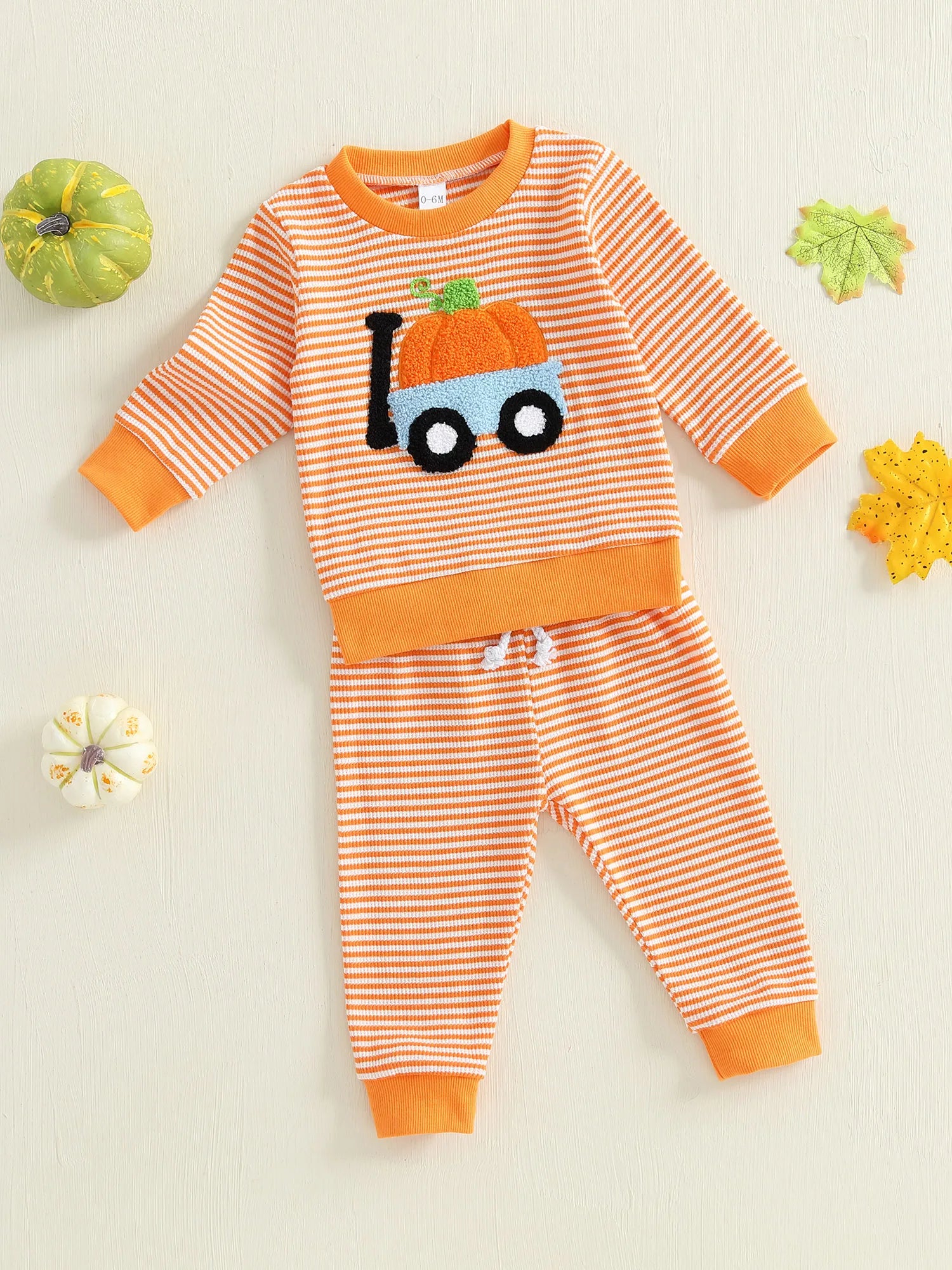 Fall Halloween Pumpkin Sweatshirt with Matching Bottoms