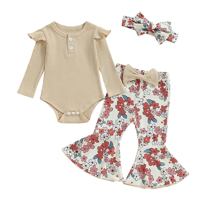 Flower Power Long Sleeve Top and Bell Bottom Set