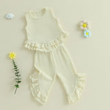 Color Match Ruffle Tank Top and Bell Bottom Set