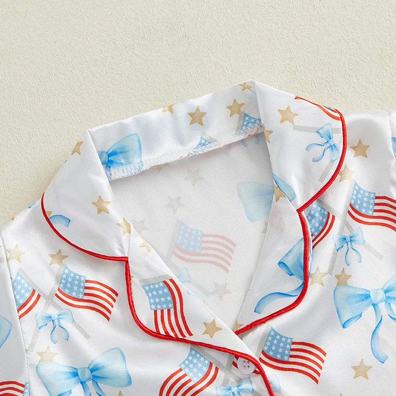 4th of July Stars and Stripes Kids Patriotic Pajamas Set