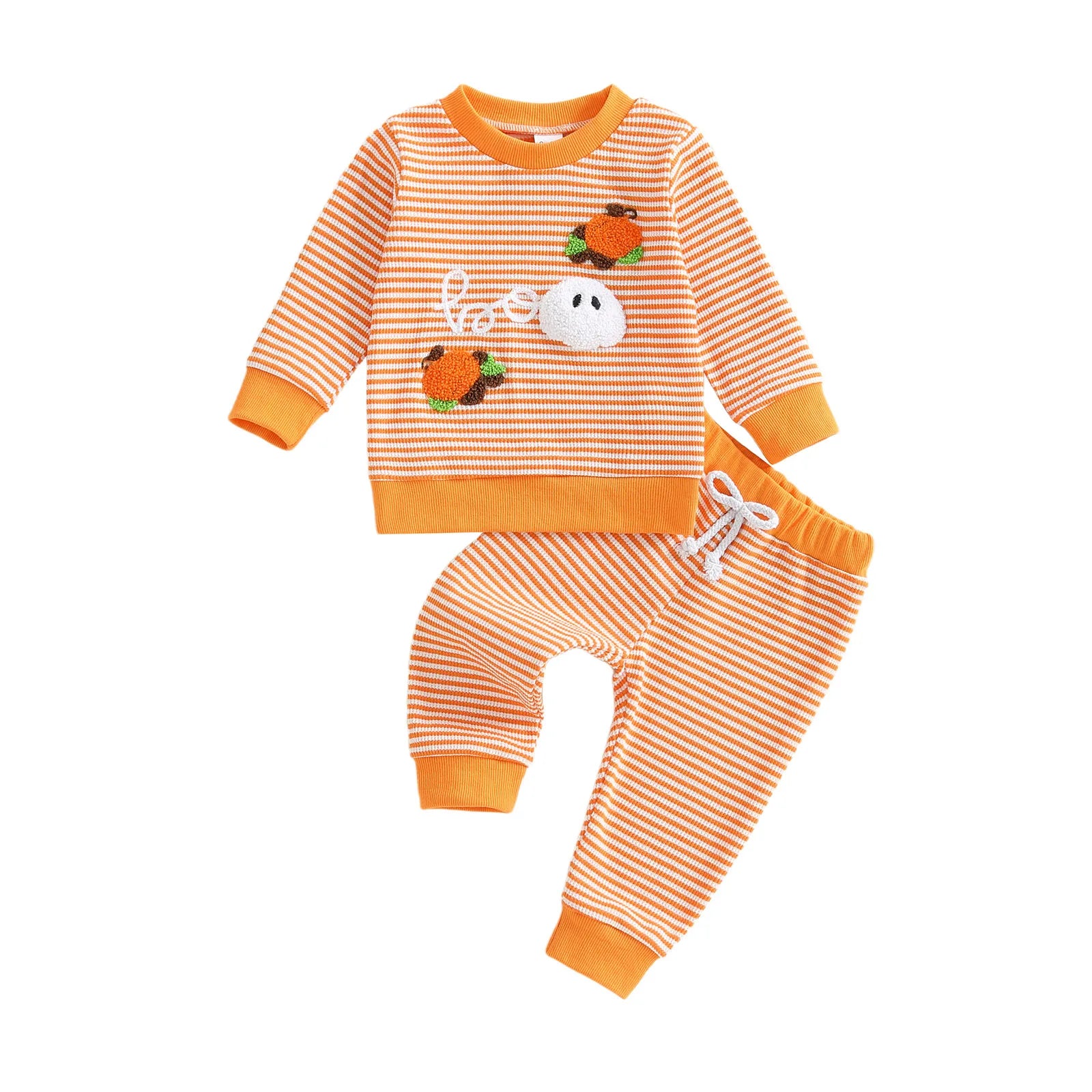 Fall Halloween Pumpkin Sweatshirt with Matching Bottoms