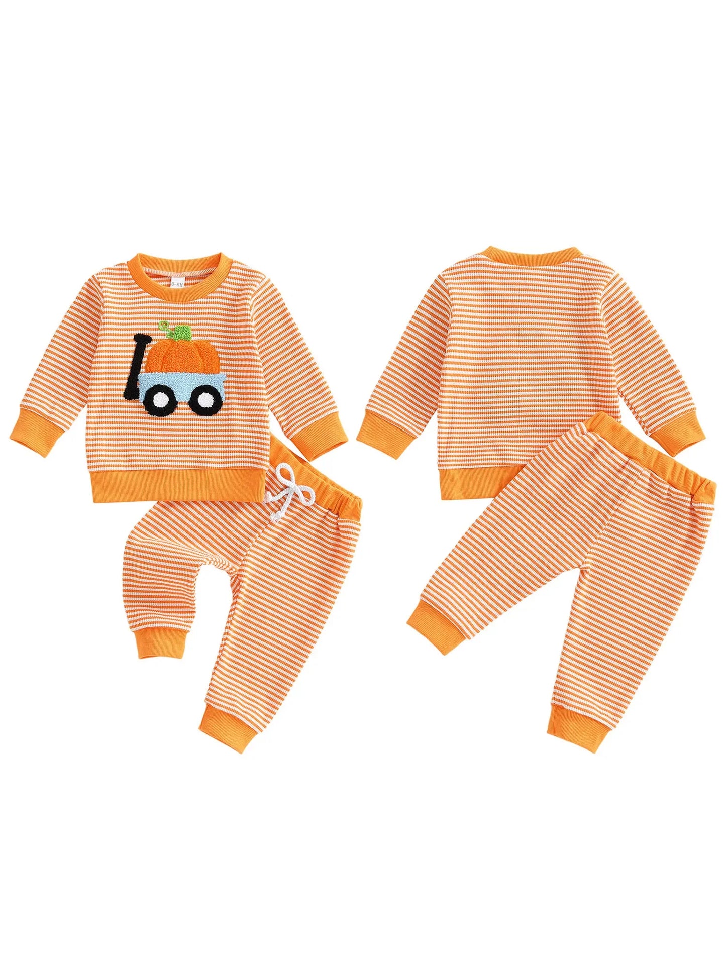 Fall Halloween Pumpkin Sweatshirt with Matching Bottoms