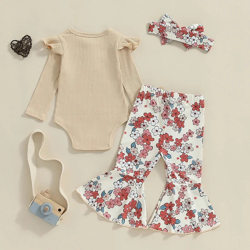 Flower Power Long Sleeve Top and Bell Bottom Set