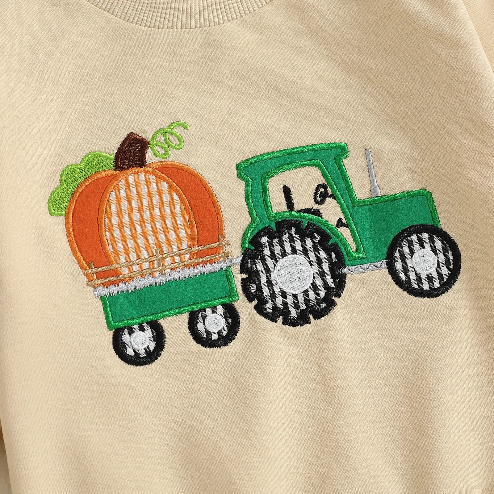 Little Man Fall Farmer Pumpkin Sweatshirt with Matching Bottoms