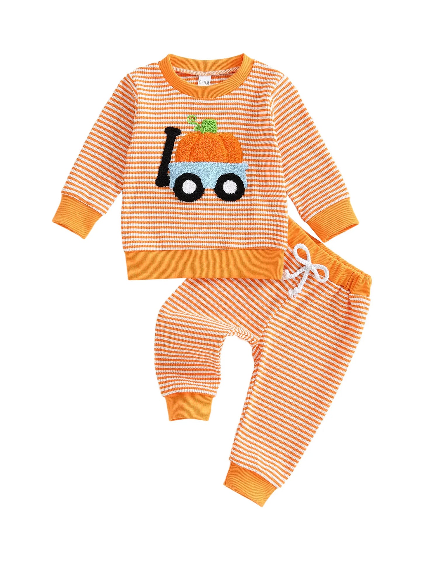 Fall Halloween Pumpkin Sweatshirt with Matching Bottoms