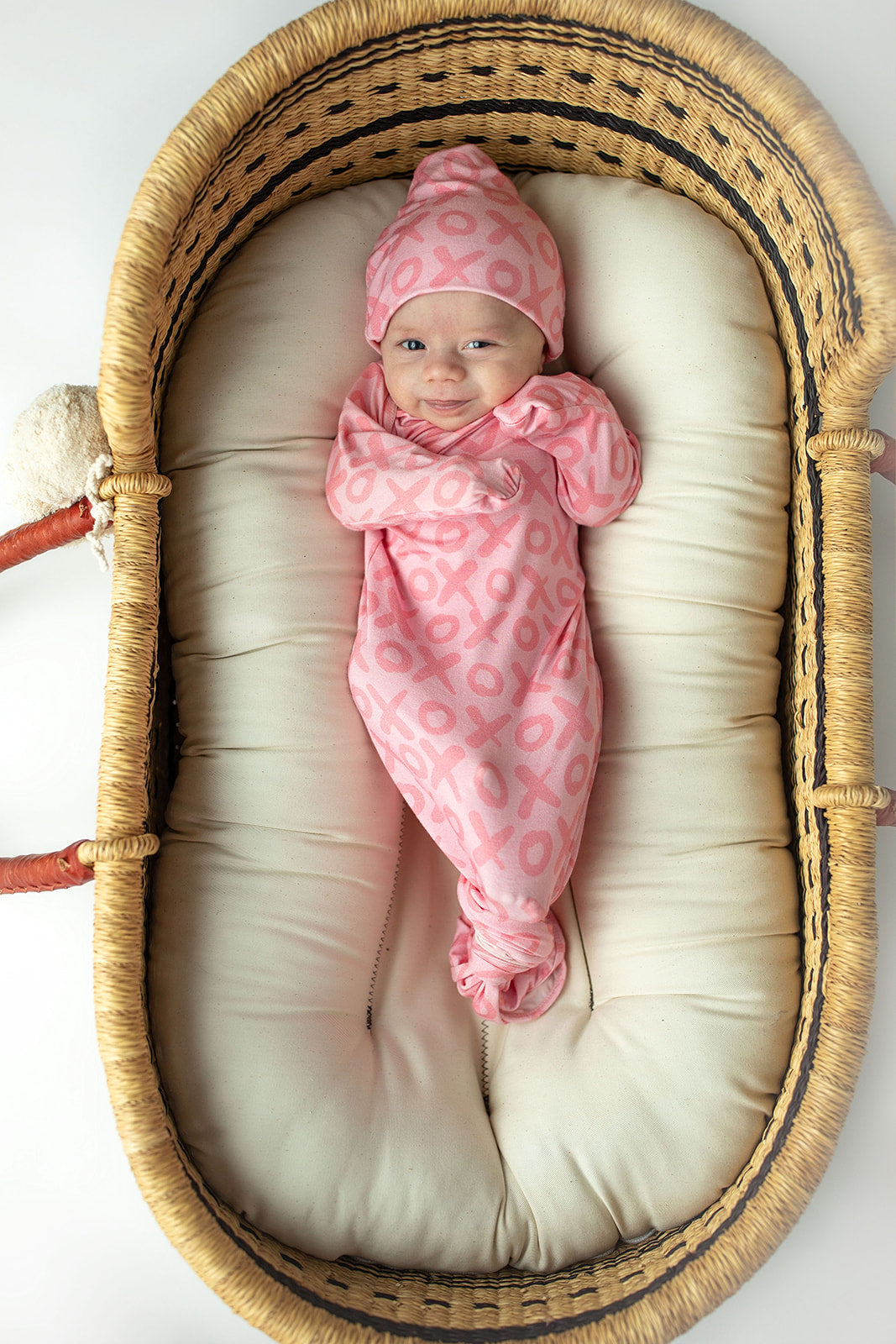 Three Little Tots Xoxo Love Valentine's Day Knotted Newborn Baby Gown, additional product photo