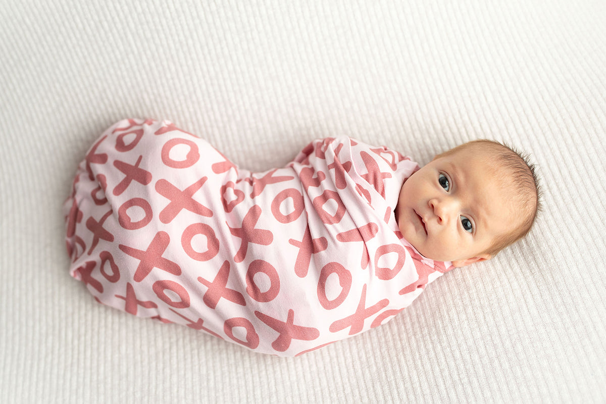 Three Little Tots Valentine's Day Xoxo Bamboo Newborn Swaddle Blanket, additional view