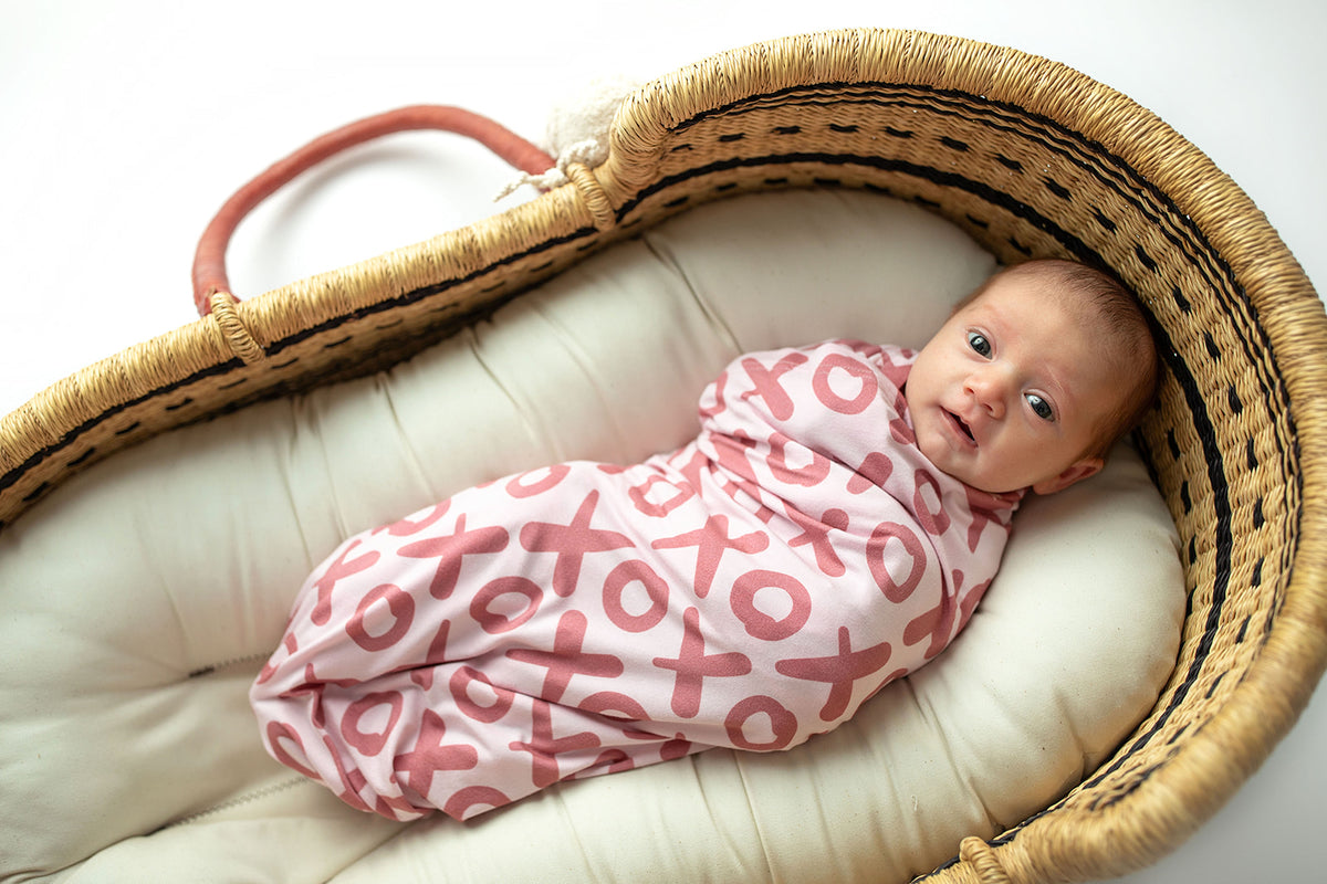 Three Little Tots Valentine's Day Xoxo Bamboo Newborn Swaddle Blanket, supplementary photo
