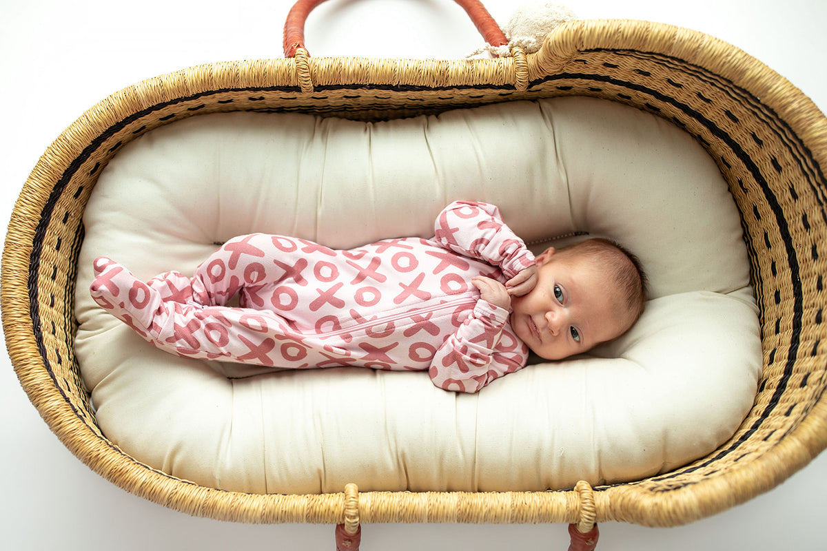 Three Little Tots Valentine's Day Xoxo Bamboo Newborn Zipper Pajamas Sleepers, fifth additional photo