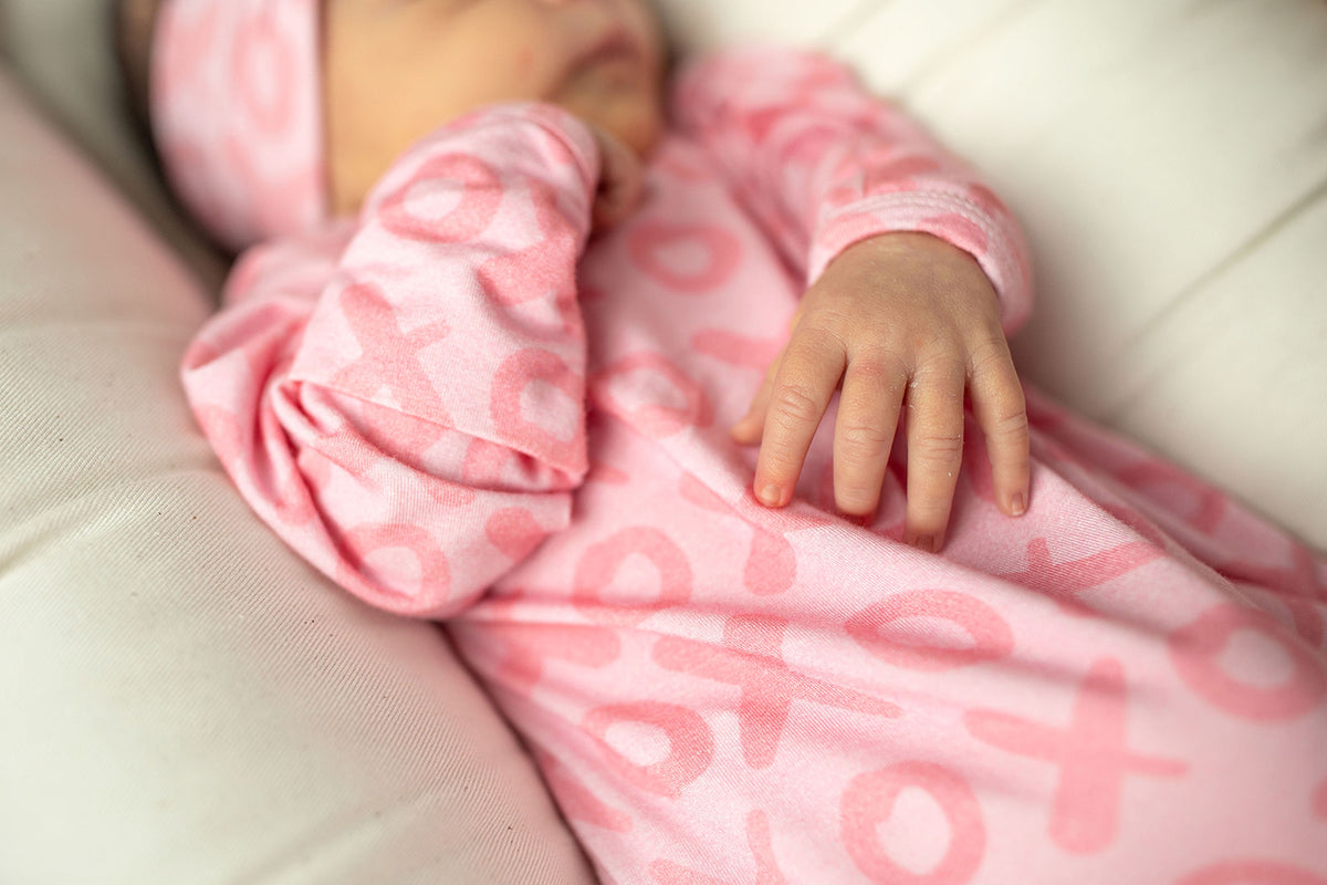 Three Little Tots Xoxo Love Valentine's Day Knotted Newborn Baby Gown, second additional photo