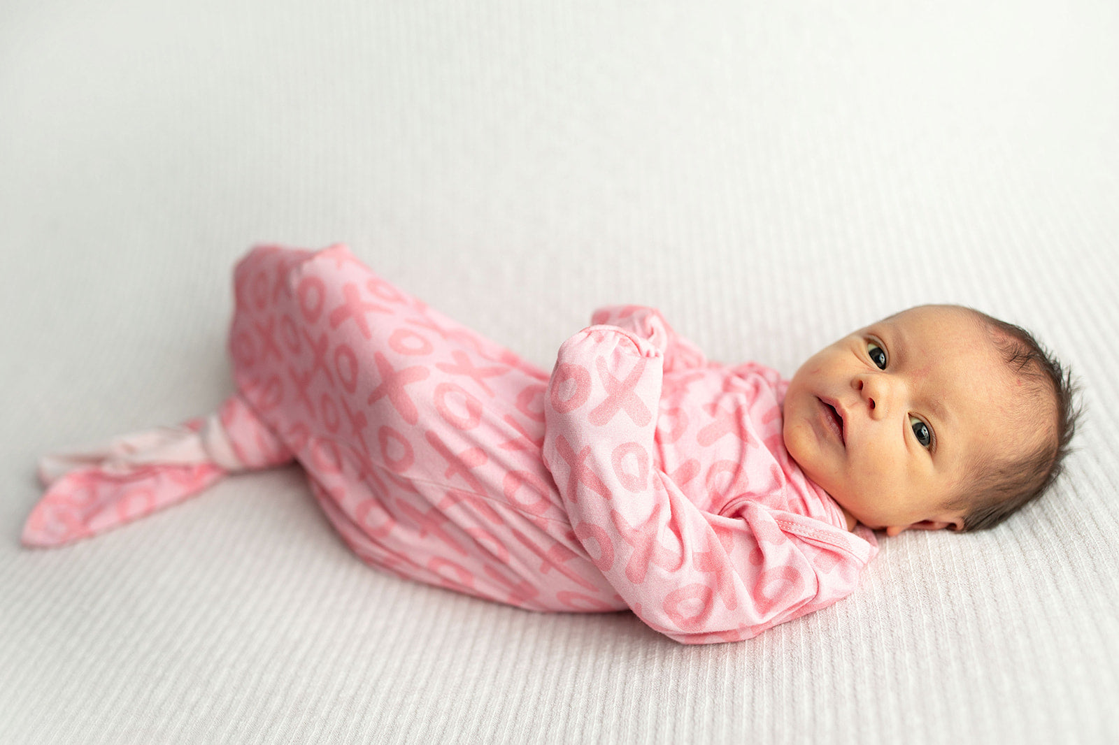 Three Little Tots Xoxo Love Valentine's Day Knotted Newborn Baby Gown, fourth additional photo
