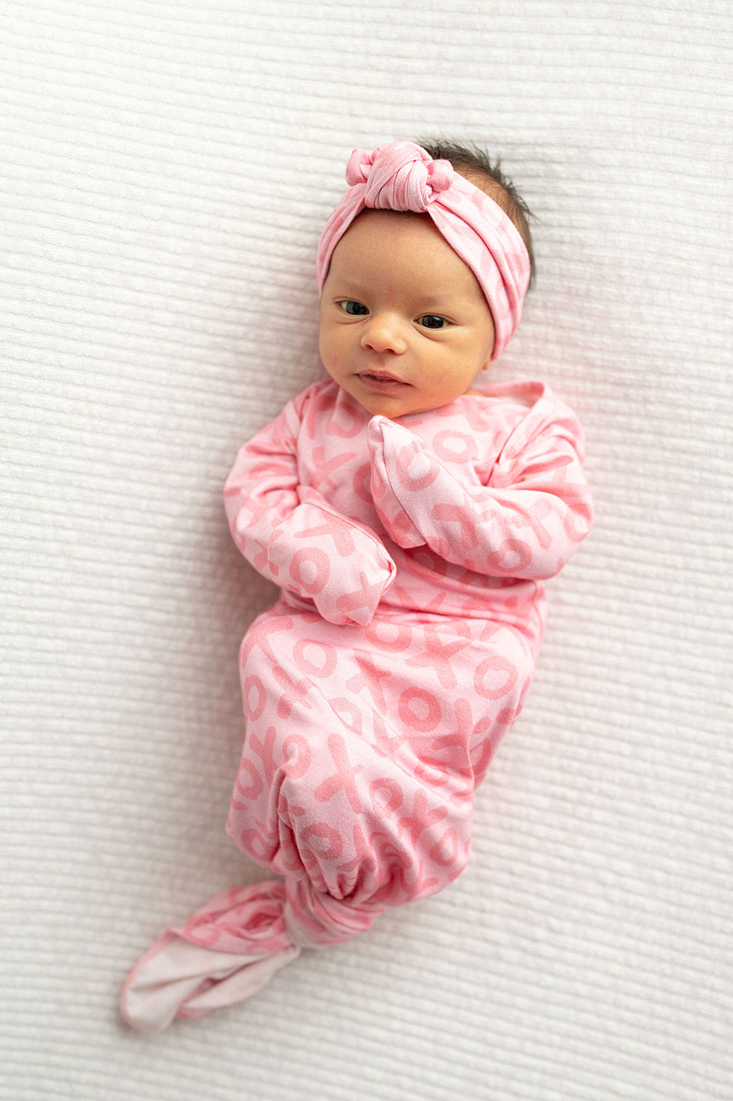 Three Little Tots Xoxo Love Valentine's Day Knotted Newborn Baby Gown, sixth additional photo