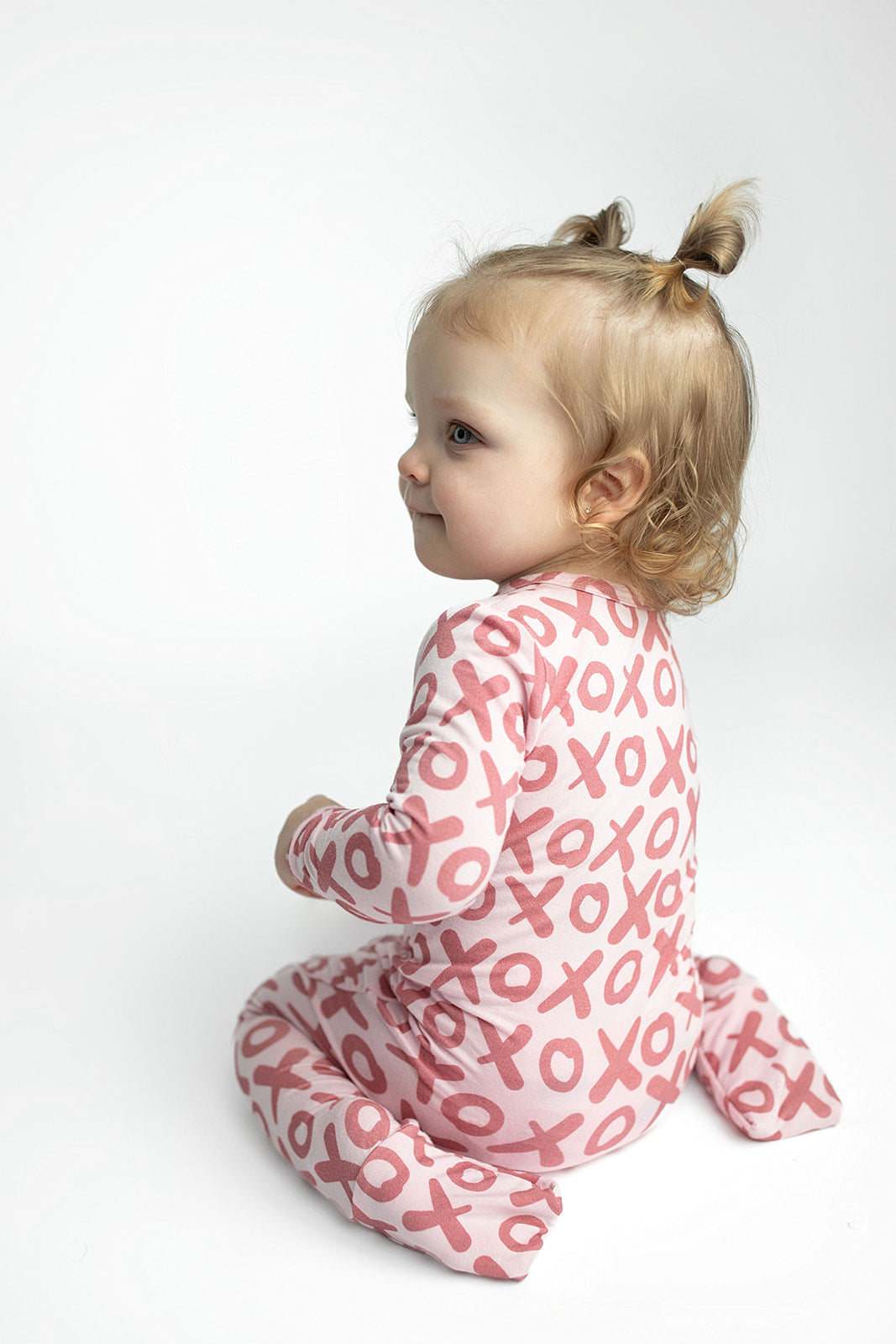 Three Little Tots Valentine's Day Xoxo Bamboo Newborn Zipper Pajamas Sleepers, eighth additional photo