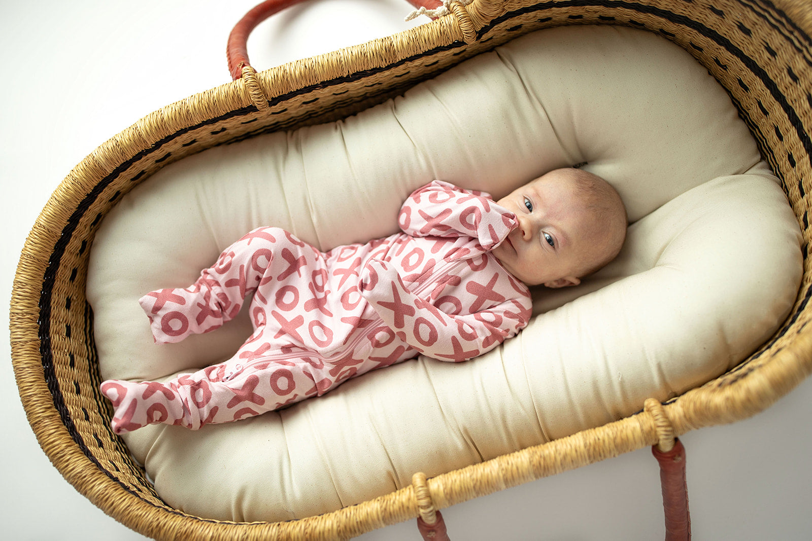 Three Little Tots Valentine's Day Xoxo Bamboo Newborn Zipper Pajamas Sleepers, ninth additional photo
