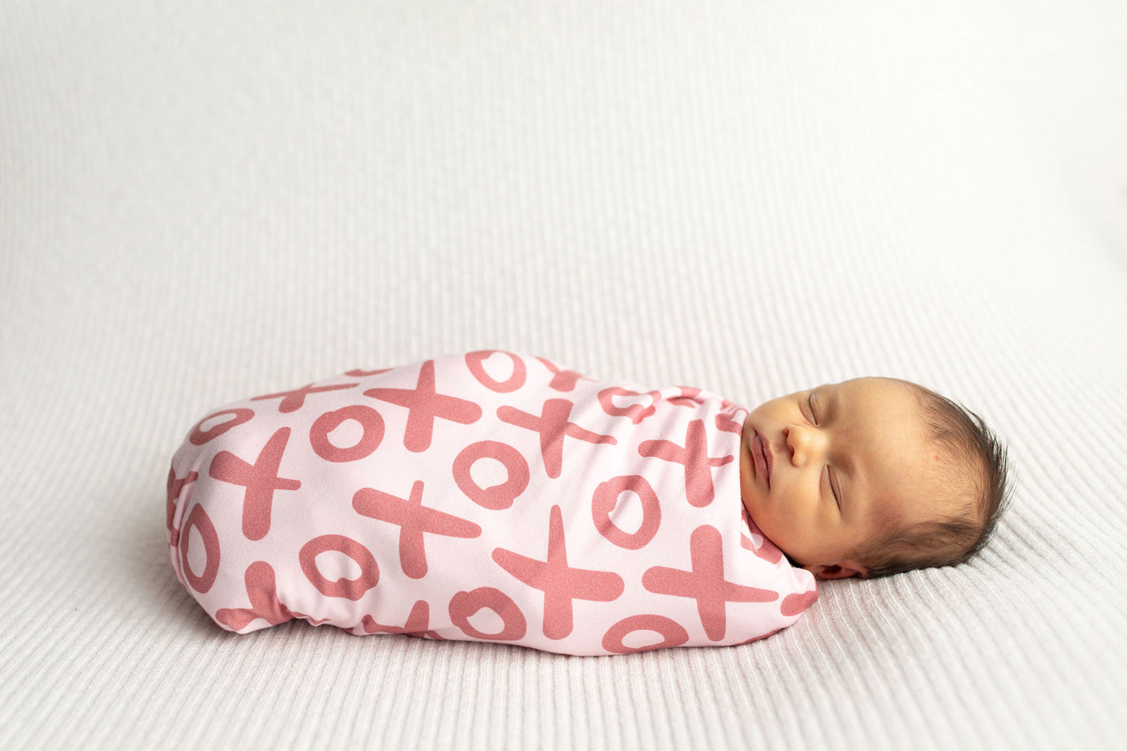 Three Little Tots Valentine's Day Xoxo Bamboo Newborn Swaddle Blanket, another angle