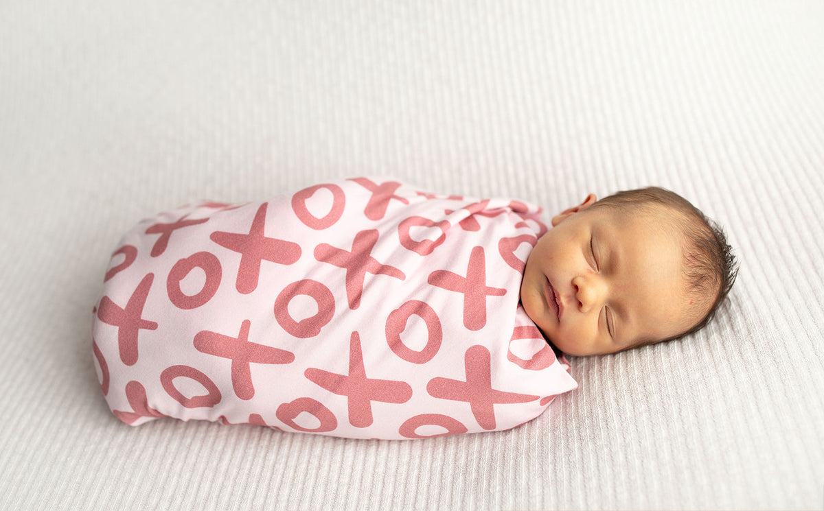 Three Little Tots Valentine's Day Xoxo Bamboo Newborn Swaddle Blanket, third additional photo