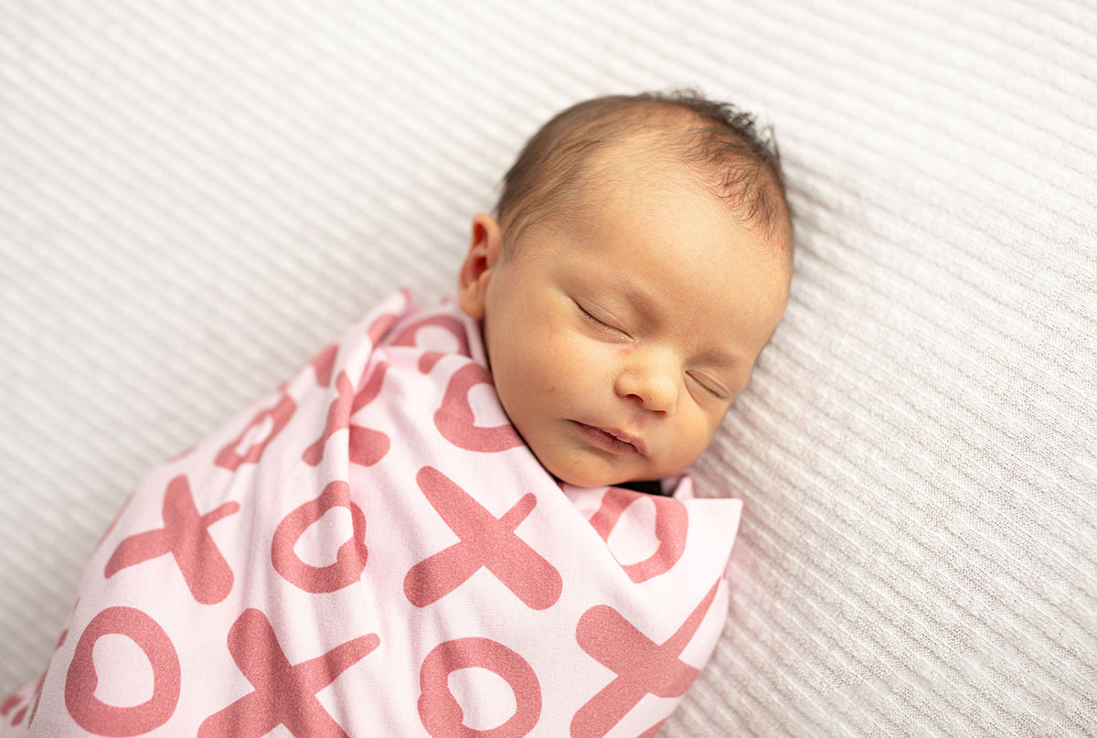 Three Little Tots Valentine's Day Xoxo Bamboo Newborn Swaddle Blanket, fourth additional photo