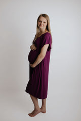 Plus Size Plum Mommy Labor and Delivery Nursing Hospital Gown